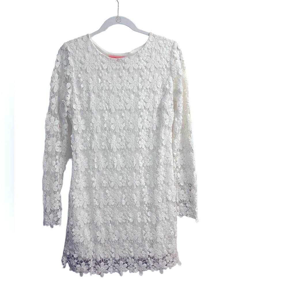 Urban Outfitters Oh My Love White Crocheted Lace Long Sleeve Dress
